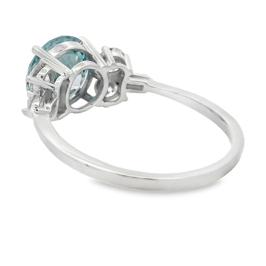 2.65ct Round Blue Lab Grown Diamond Ring 14kt White Gold - Gems by Gigi
