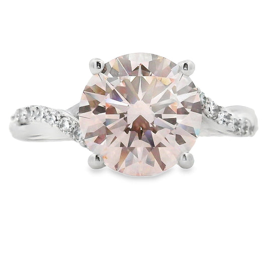 2.65cttw Round Pink Lab Grown Diamond Ring 14kt White Gold - Gems by Gigi