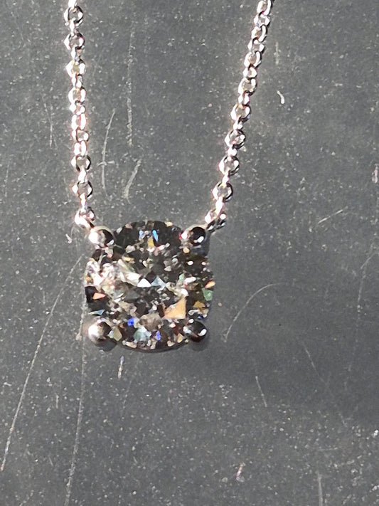 Lab Grown Diamond Solitaire Necklace White Gold 14kt 1.50ct