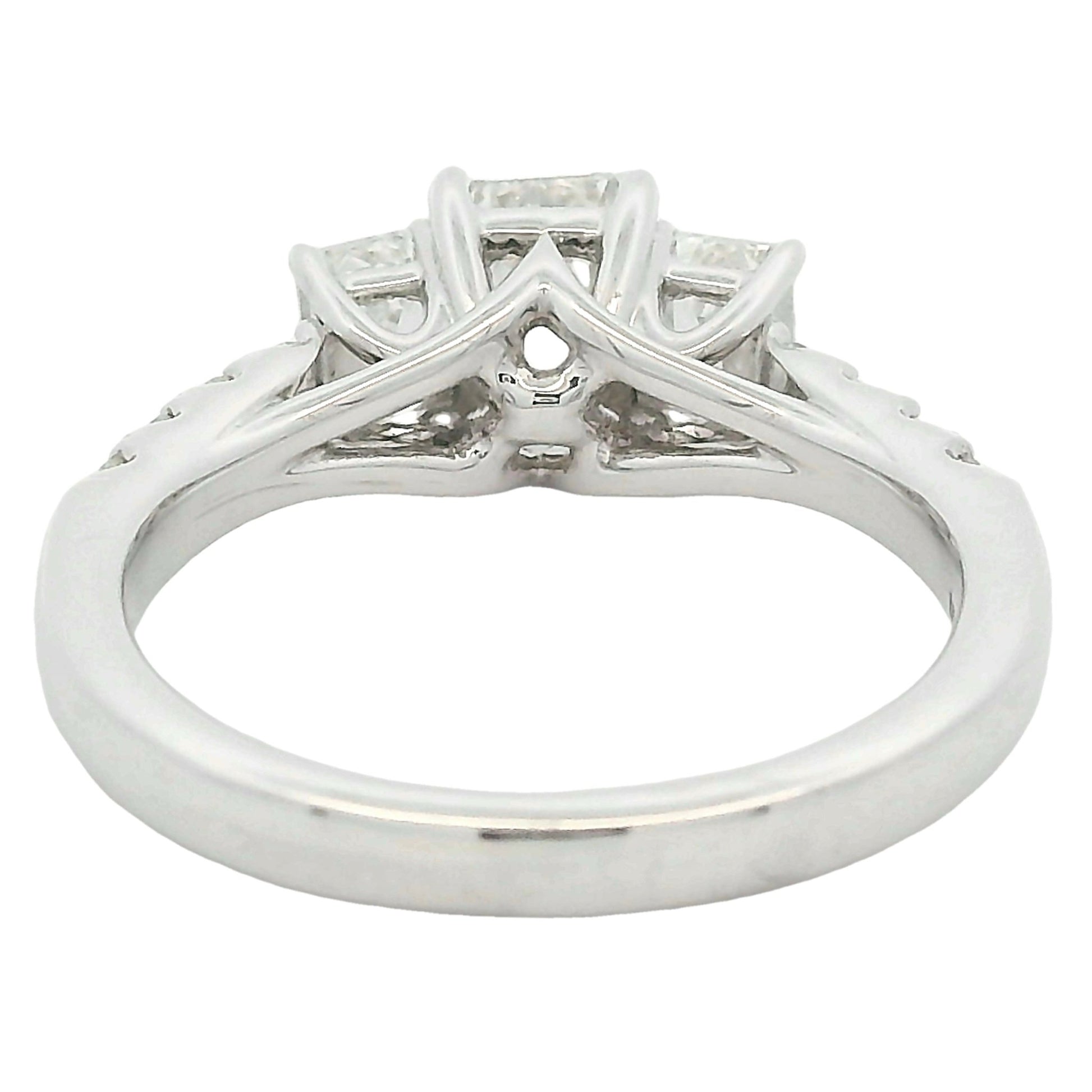 2ct Lab Grown Diamond Three-Stone Emerald Cut Ring 14kt White Gold - Gems by Gigi