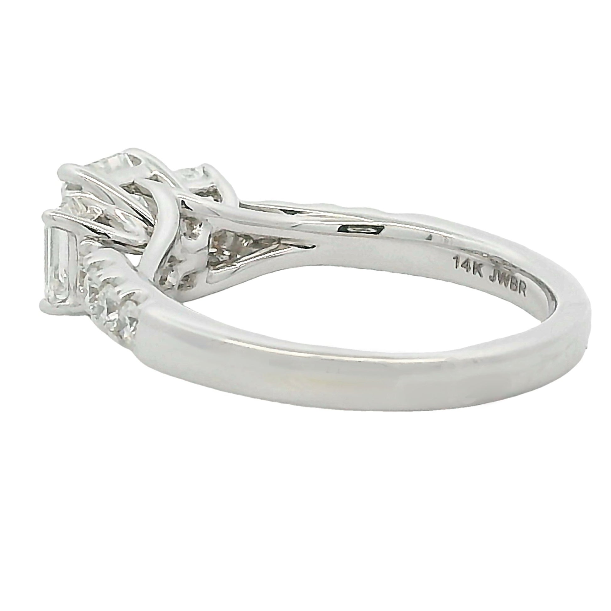 2ct Lab Grown Diamond Three-Stone Emerald Cut Ring 14kt White Gold - Gems by Gigi