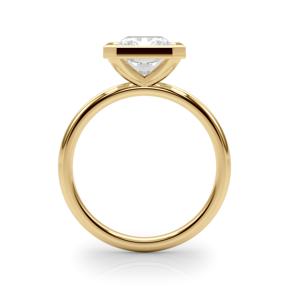 2ct Radiant Lab Grown Diamond Bezel Engagement Ring Yellow Gold 14kt