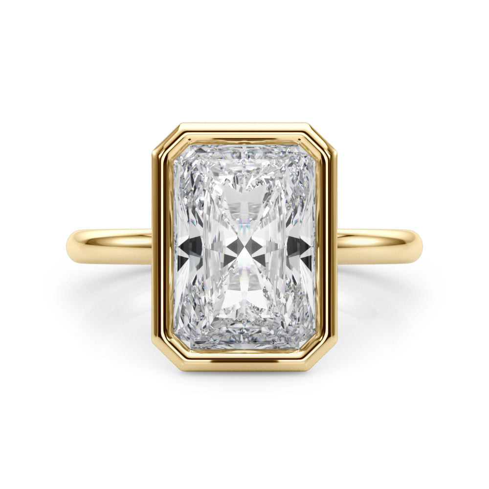 2ct Radiant Lab Grown Diamond Bezel Engagement Ring Yellow Gold 14kt