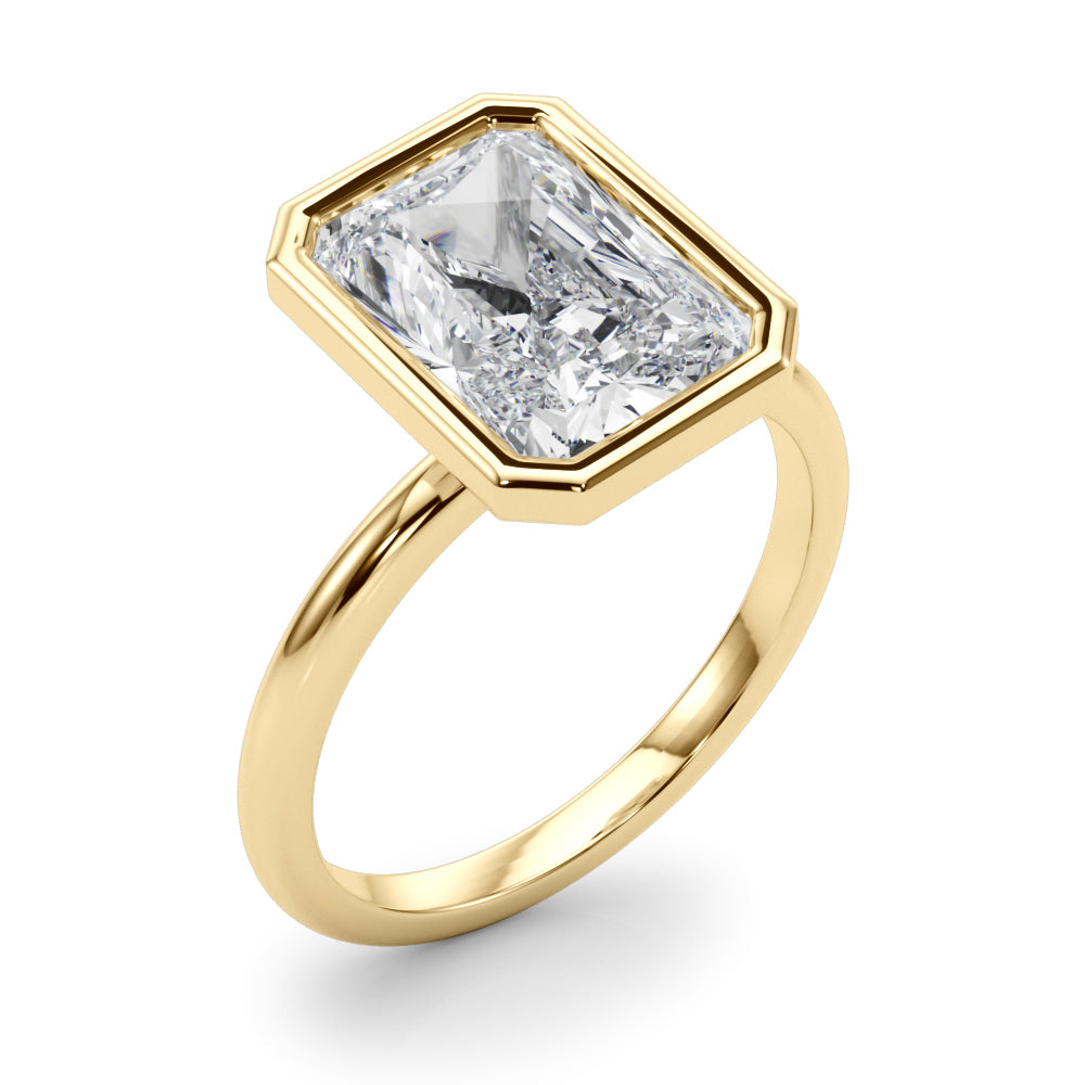2ct Radiant Lab Grown Diamond Bezel Engagement Ring Yellow Gold 14kt
