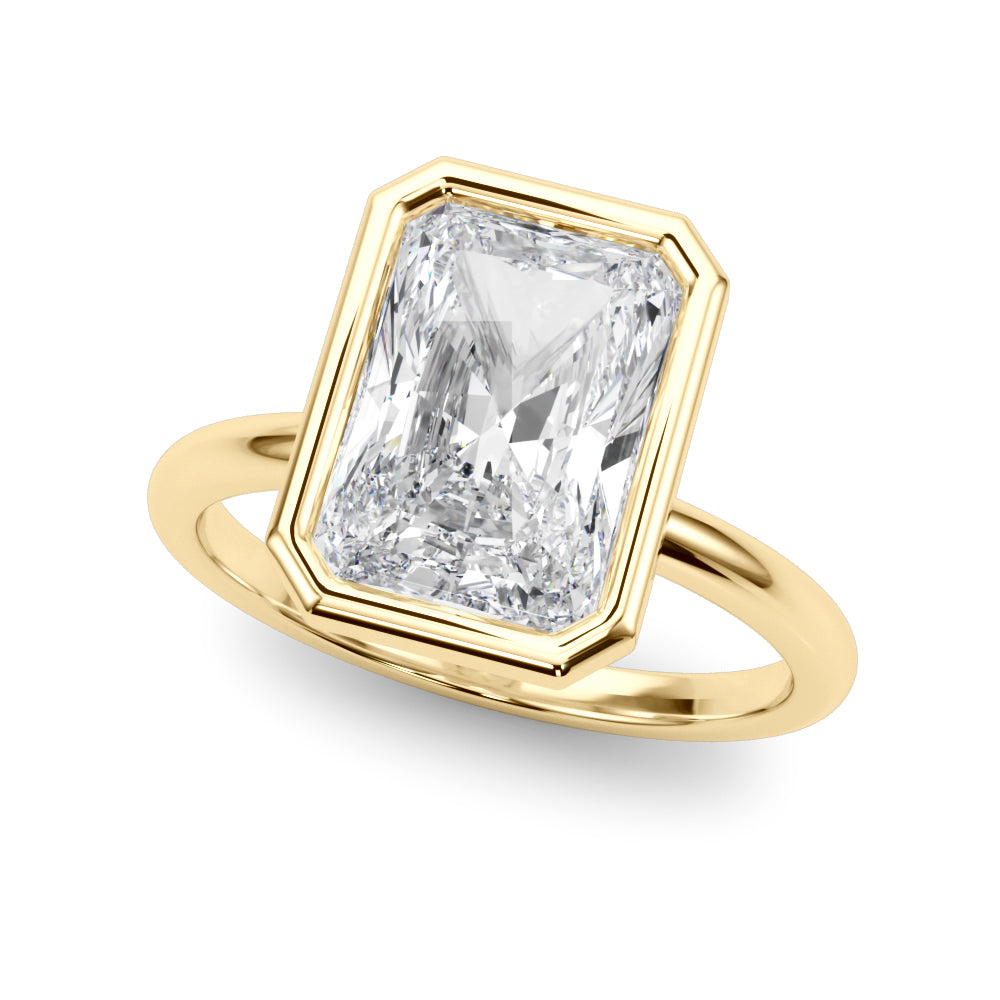 2ct Radiant Lab Grown Diamond Bezel Engagement Ring Yellow Gold 14kt
