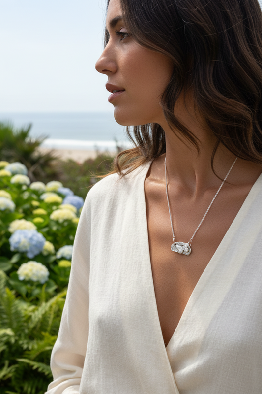 Butterfly Arc Fine Silver Necklace • 17.25″ Chain • Artisan Gift for Her