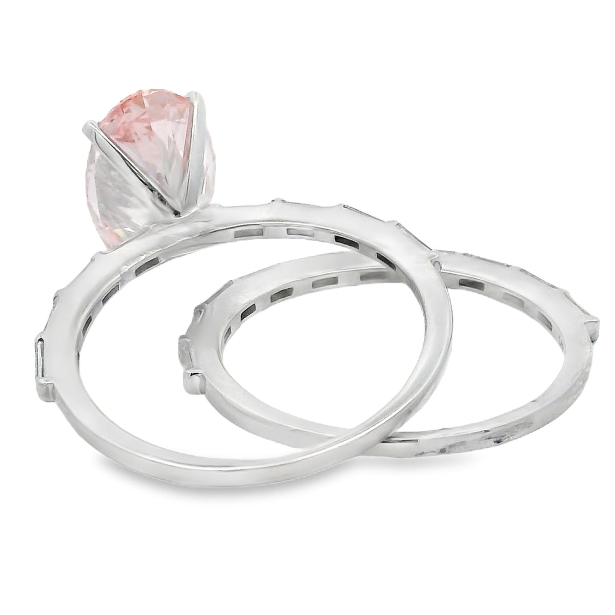 3.50ct Oval Lab Grown Pink Diamond Ring 14kt White Gold - Gems by Gigi