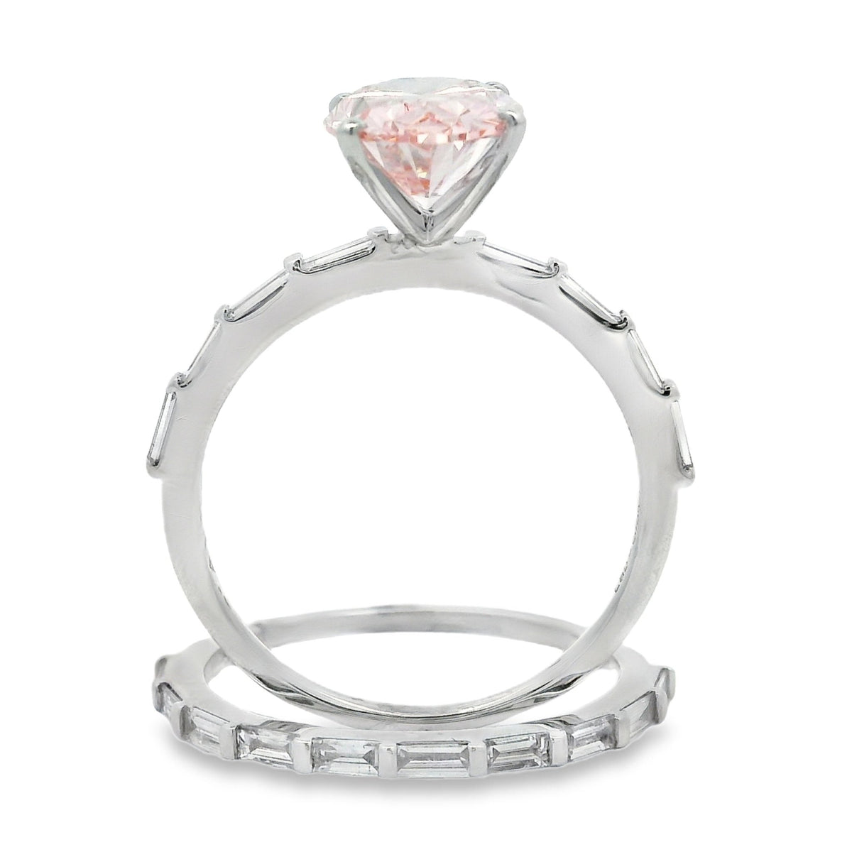 3.50ct Oval Lab Grown Pink Diamond Ring 14kt White Gold - Gems by Gigi