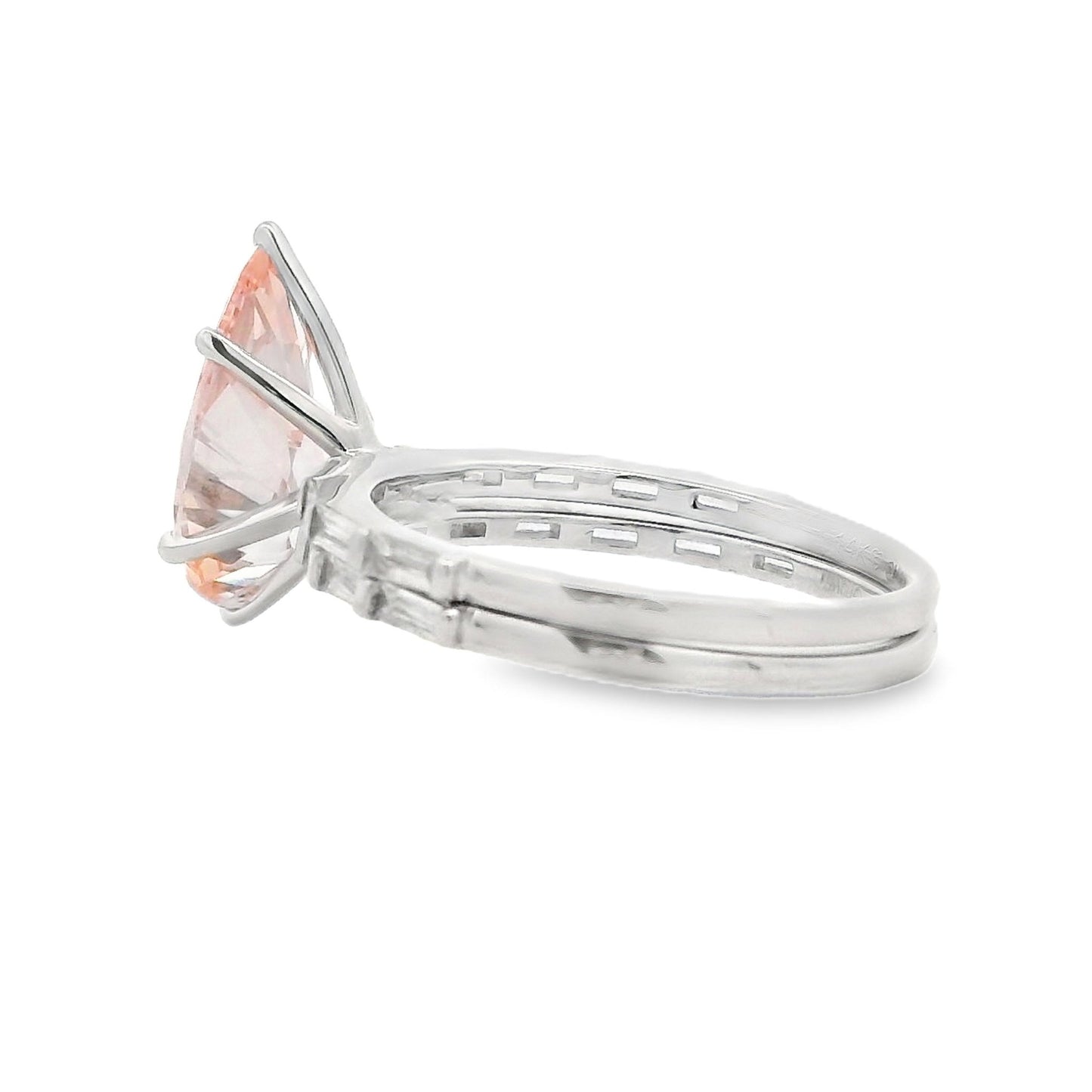 3.50ct Pear Lab Grown Pink Diamond Bridal Set 14kt White Gold - Gems by Gigi