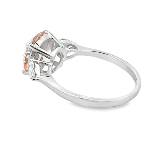 3.50ct Pink Lab Grown Diamond Three-Stone Ring in 14kt White Gold - Gems by Gigi