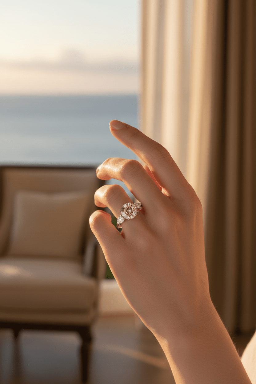 3.50ct Pink Lab Grown Diamond Three-Stone Ring in 14kt White Gold - Gems by Gigi