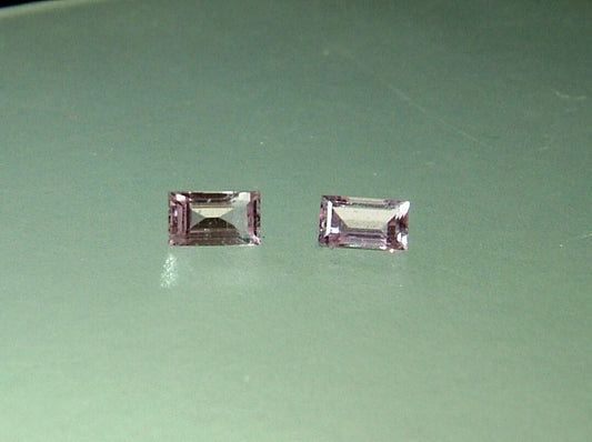 Pale Pink Baguette Sapphire Pair Natural Gemstone Blush 5 x 3mm