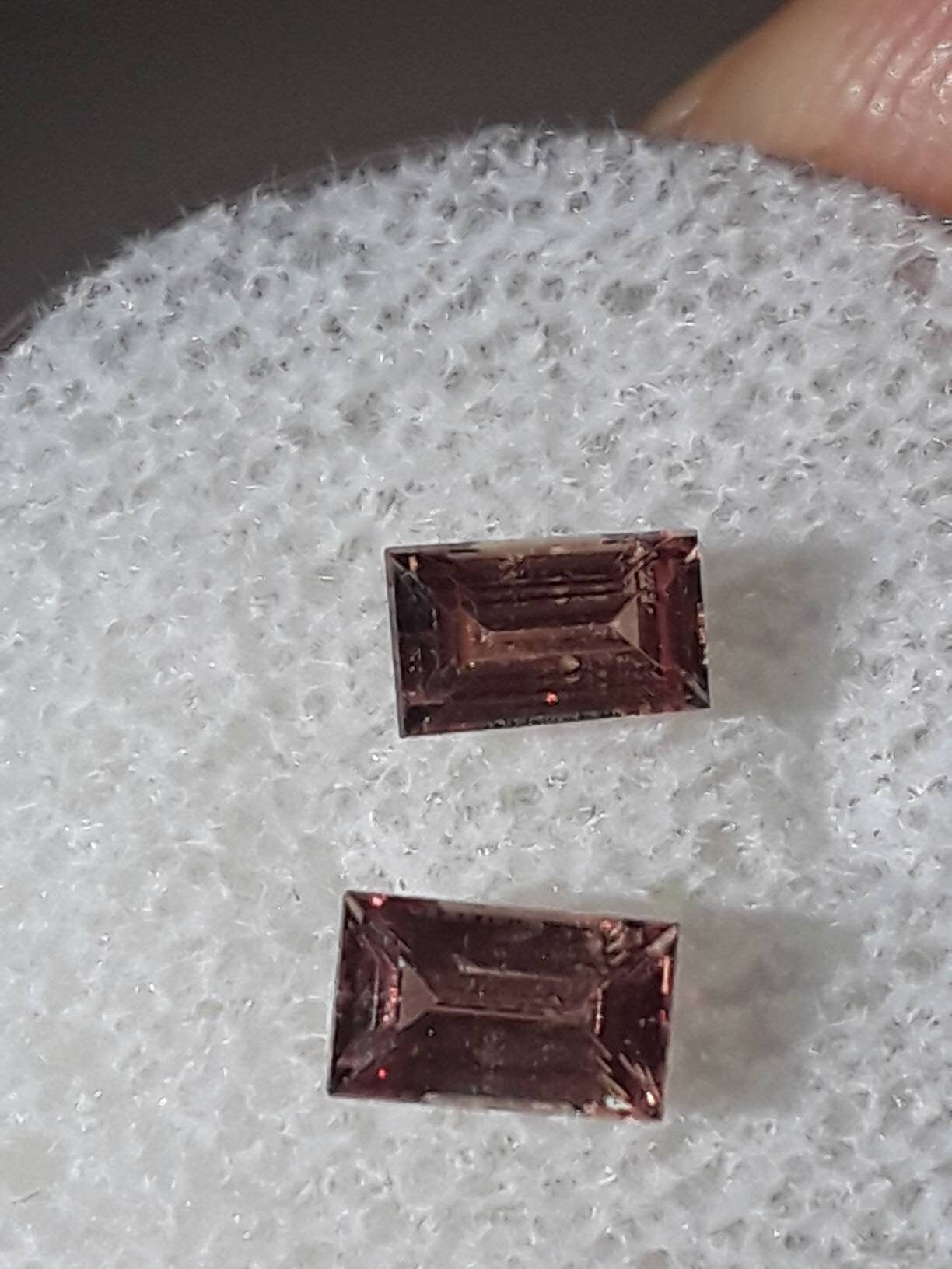 Padparadscha Sapphire 0.85ct Baguettes Pair Natural Gem Supply