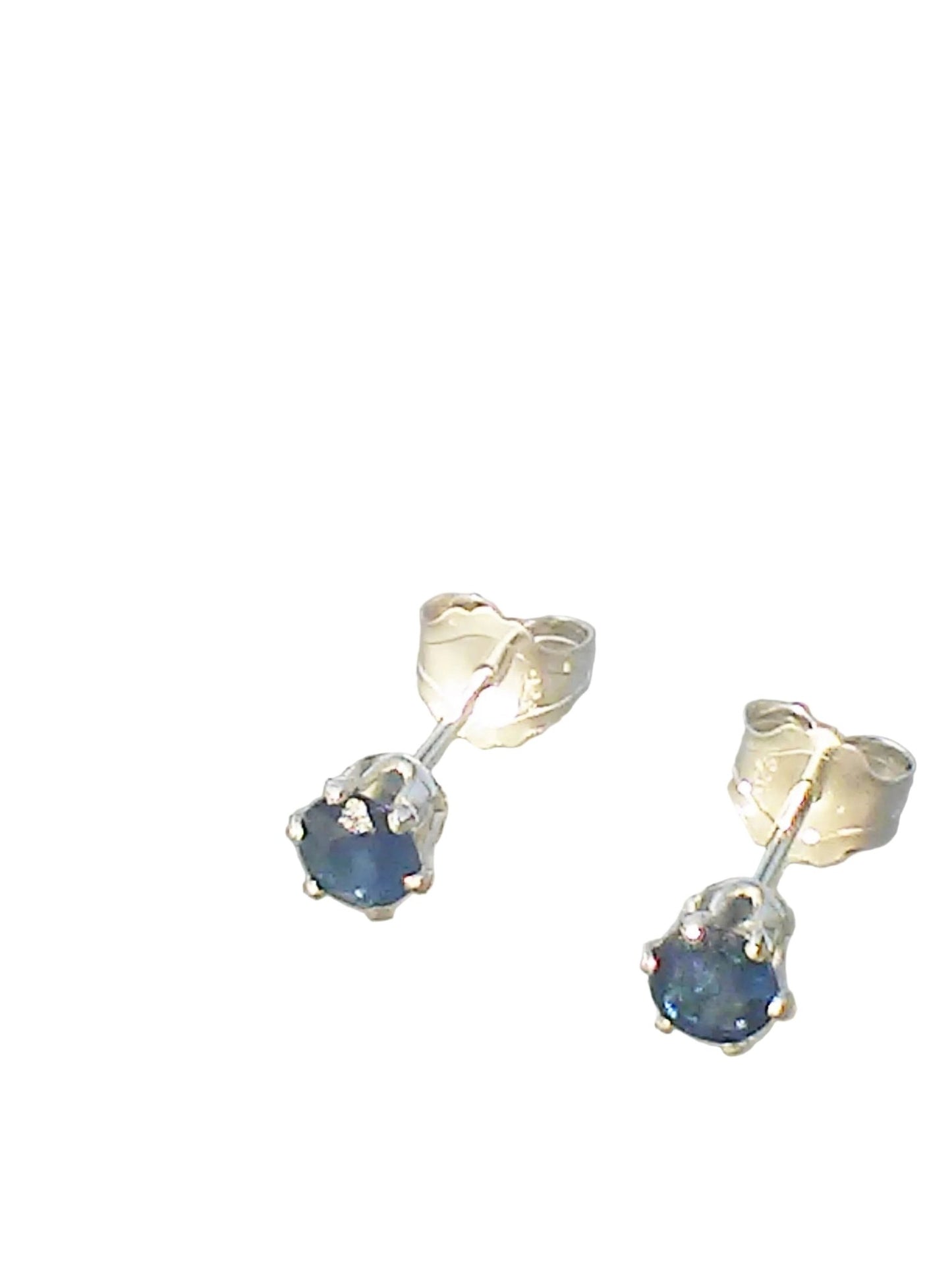 3mm Round Stud Sapphire Earrings Sterling Silver - Gems by Gigi
