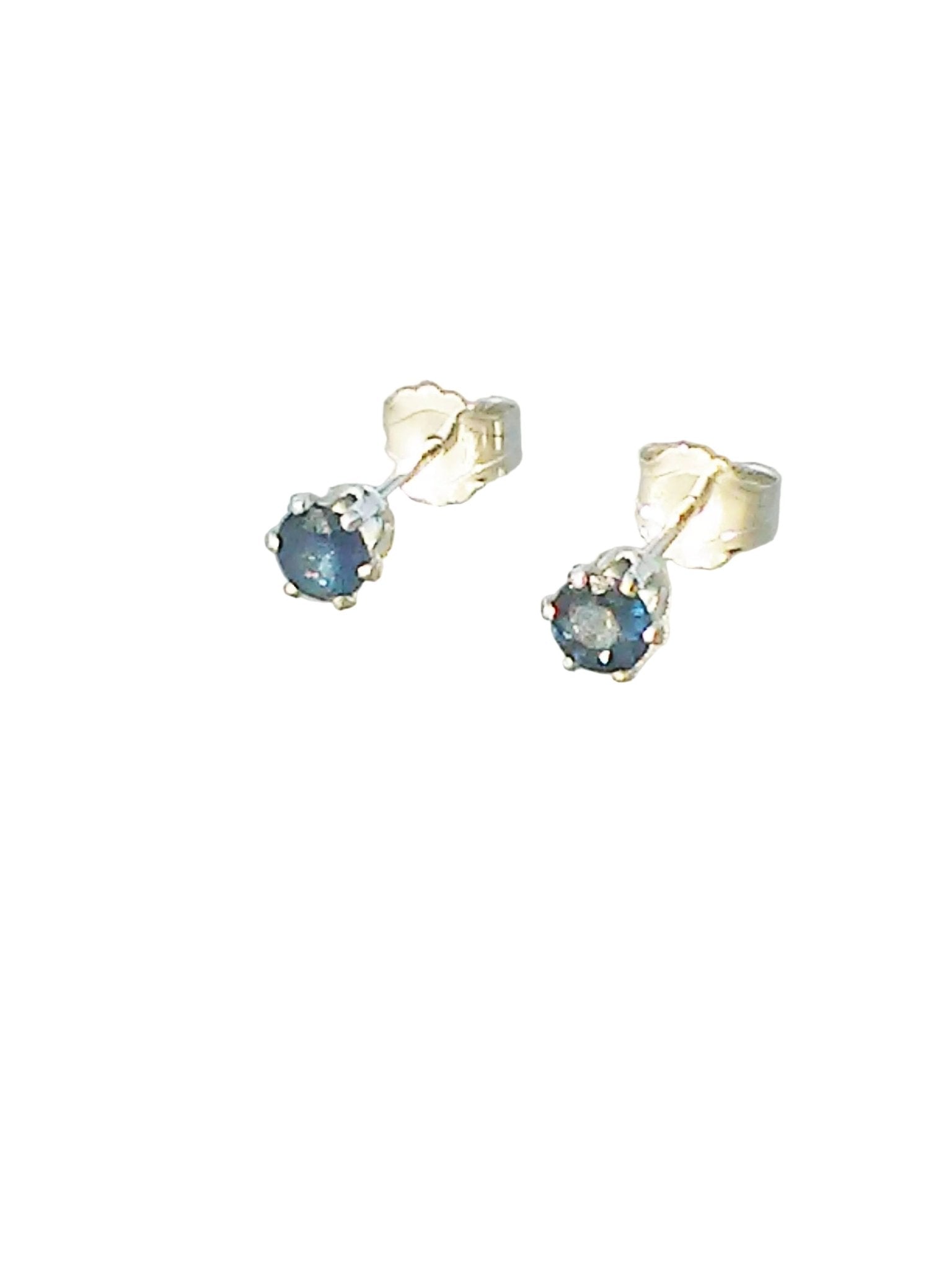 3mm Round Stud Sapphire Earrings Sterling Silver - Gems by Gigi