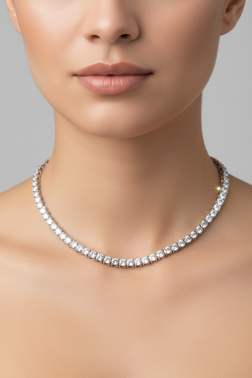 Lab Grown Diamond Necklace Sterling Silver