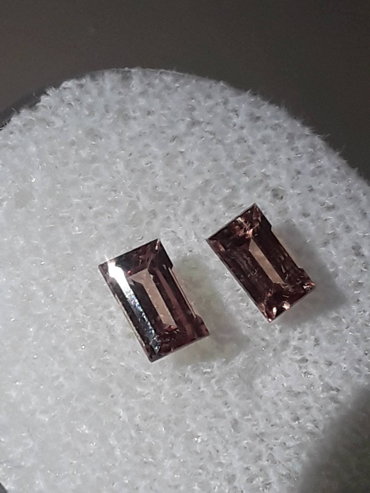 Padparadscha Sapphire 0.85ct Baguettes Pair Natural Gem Supply