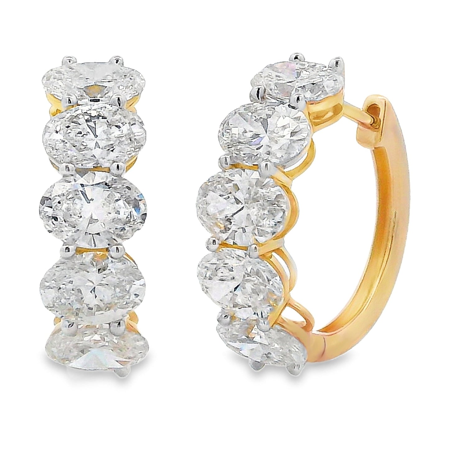 6ct Oval Lab Grown Diamond Huggie Hoop Earrings 14kt - Yellow gold 14kt - Gems by Gigi