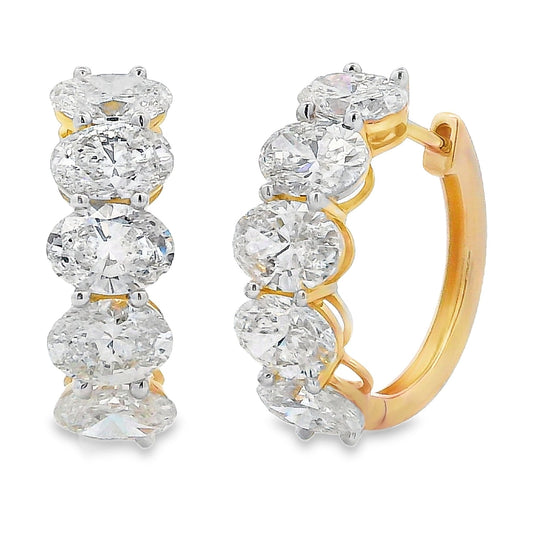 6ct Oval Lab Grown Diamond Huggie Hoop Earrings 14kt - Yellow gold 14kt - Gems by Gigi