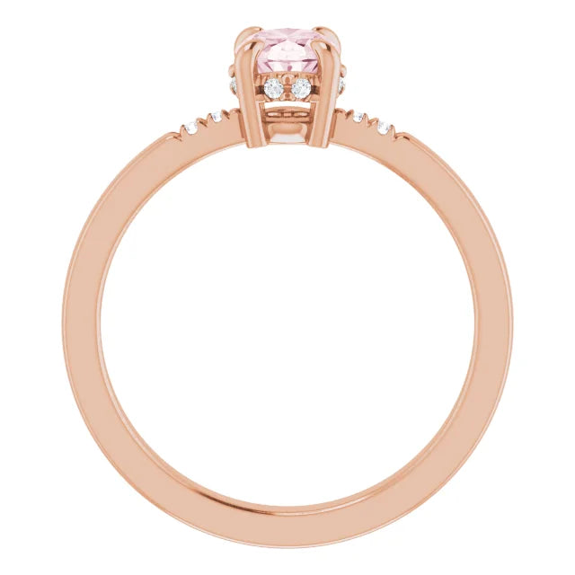 Natural Pink Morganite and .06ct Natural Diamond Claw-Prong Ring