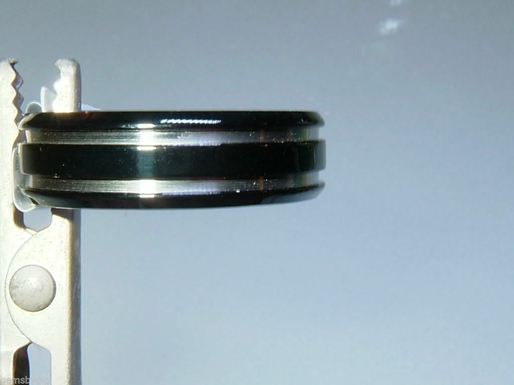 7mm Mens Black Finish Titanium Wedding Band Ring Size 10 - Gems by Gigi
