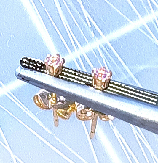 Small 2mm Lavender Sapphire Stud Earrings 14kt Yellow Gold Filled