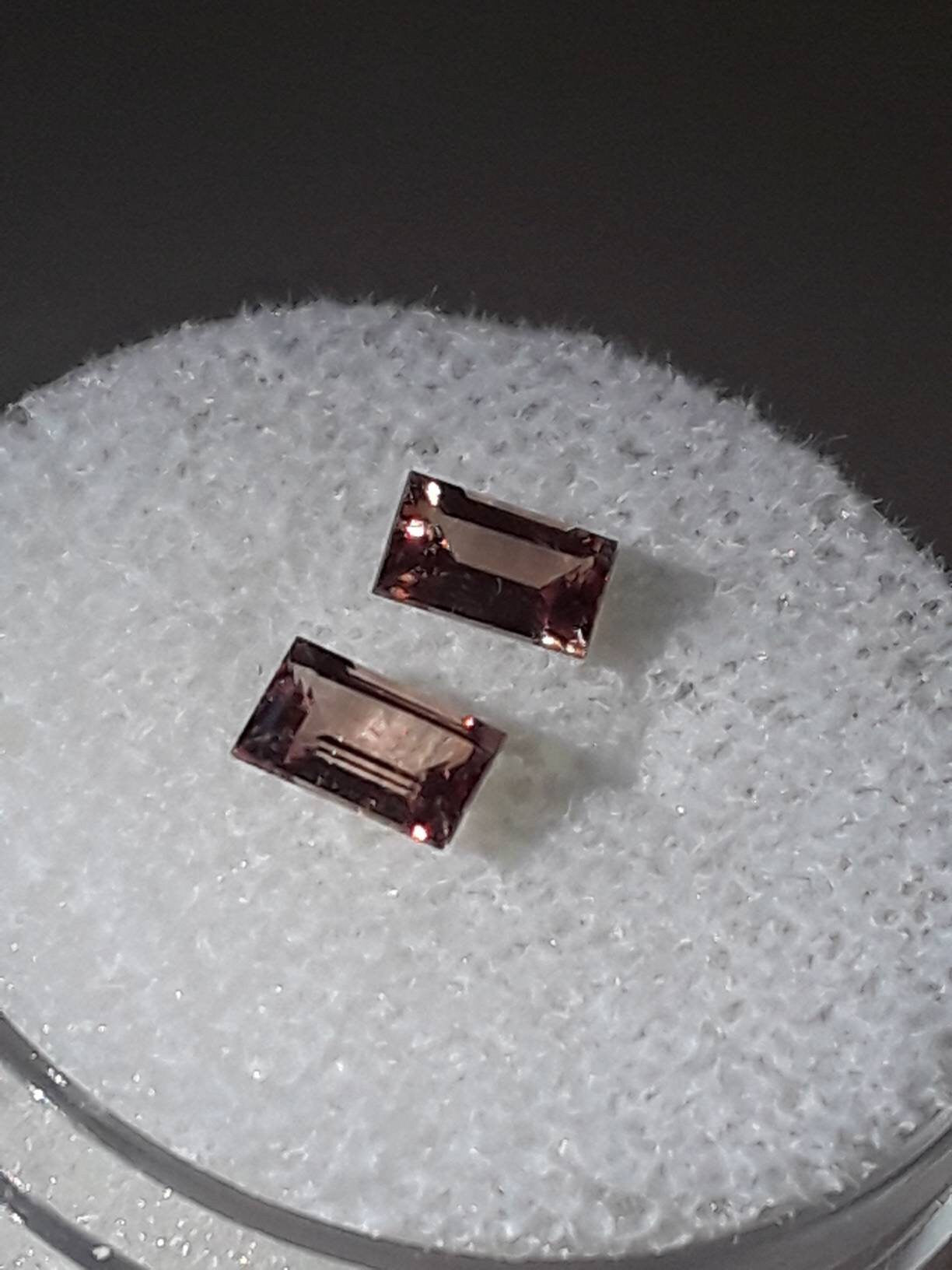 Padparadscha Sapphire 0.85ct Baguettes Pair Natural Gem Supply