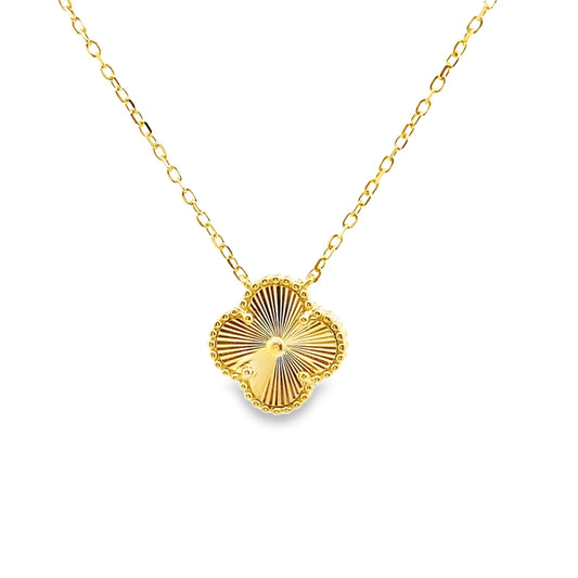 Go bold with gold on a budget. Textured and ball design outline. Solid sterling silver with gold overlay. Comes with matching link chain that is adjustable from 16 to 18 inches with lobster clasp. 