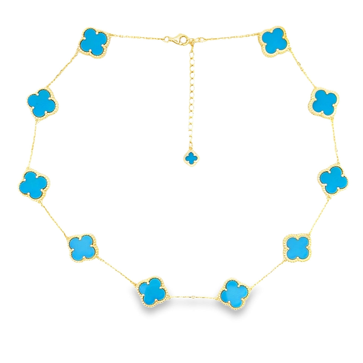 Clover Flower Turquoise Necklace Sterling Silver