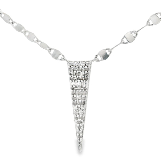 Diamond Accent Spike Pendant Necklace Sterling Silver Modern Dagger Style Chain