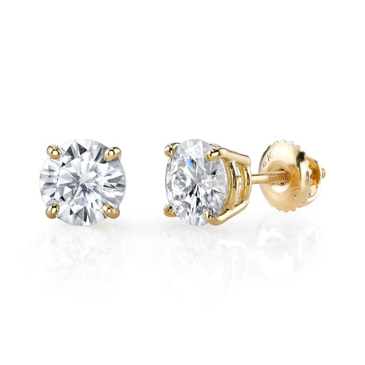 Round Lab Grown Diamond Stud Earrings 14kt