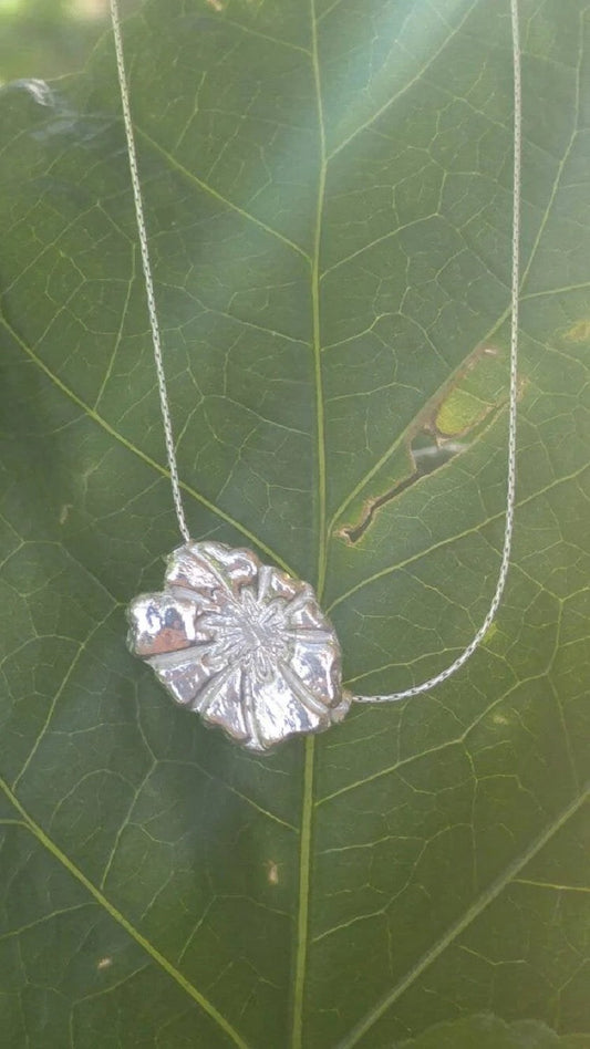 Flower Pendant Slide Necklace Sterling Silver