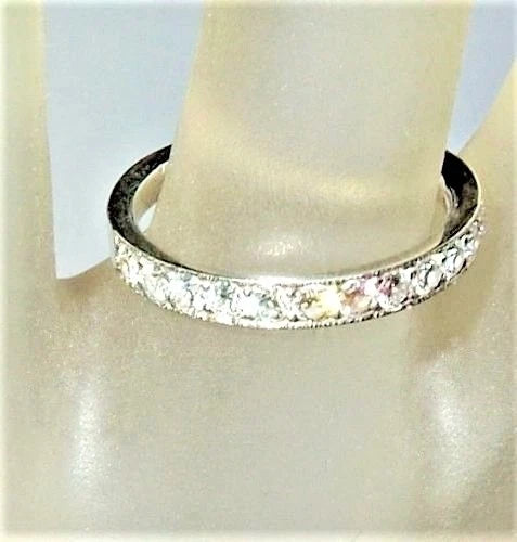 Millgrain wedding band 18kt white gold natural diamond