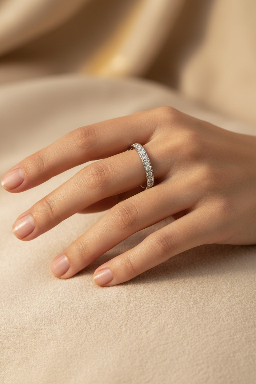 Millgrain 0.24ct Anniversary Ring 18kt White Gold Diamond Wedding Band