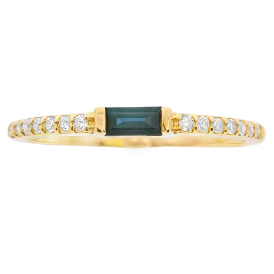 Natural Sapphire Diamond Stackable Band Ring Yellow Gold 14kt
