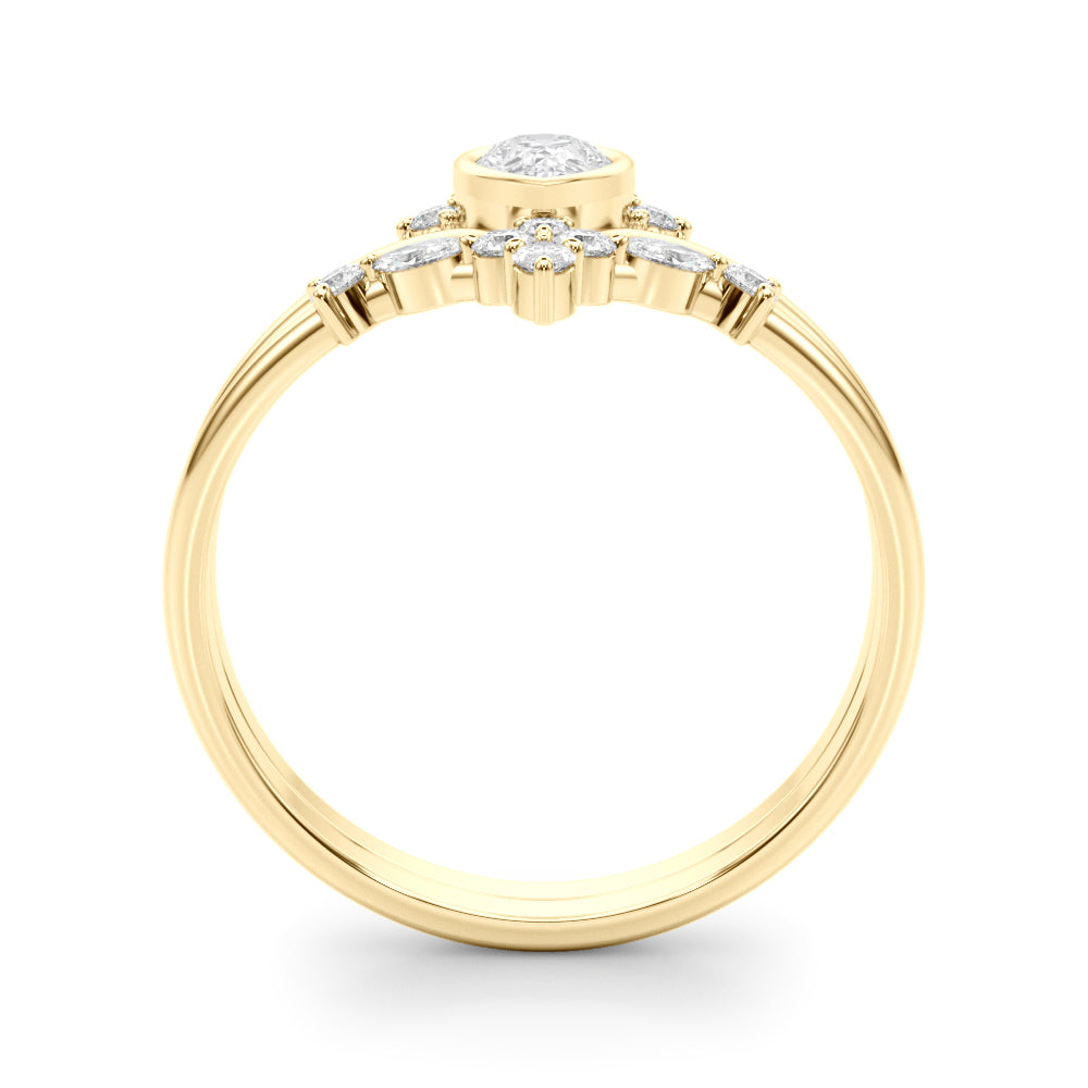Lab Grown Diamond Crown V Ring Yellow Gold 14kt