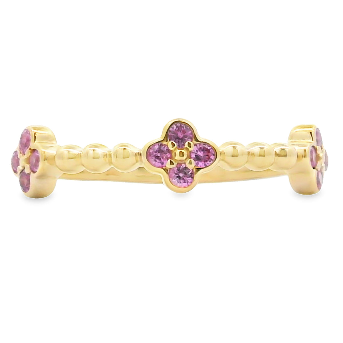 Pink sapphire stackable ring in 14kt yellow/white gold