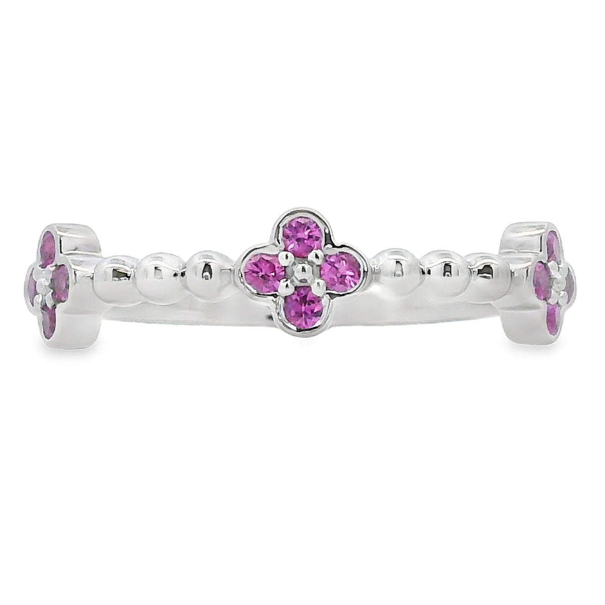 Pink sapphire stackable ring in 14kt yellow/white gold