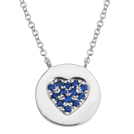 Sapphire Pave Heart Necklace 14kt