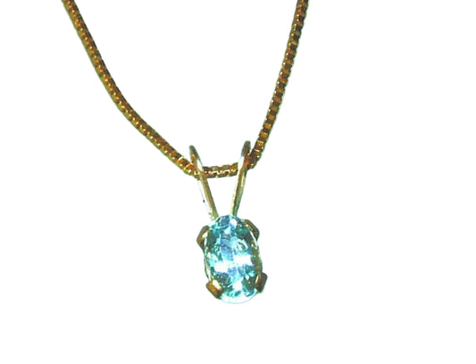 Oval Aquamarine Pendant Yellow Gold 14kt