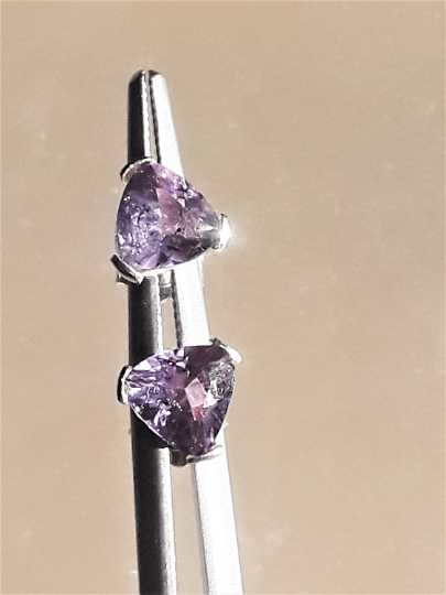 Trillion Amethyst Stud Earrings Sterling Silver 0.80ct Studs
