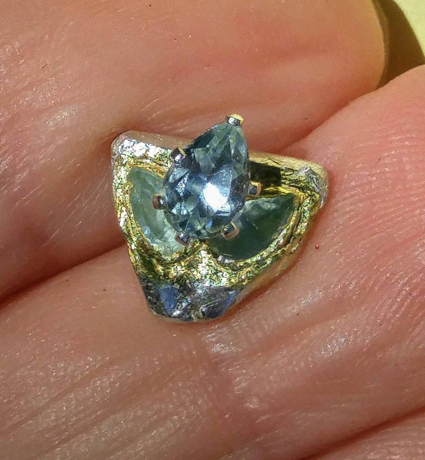 Aquamarine Earring Jackets with Sapphire Stud Earrings Fine Silver 22kt Yellow Gold - Gems by Gigi
