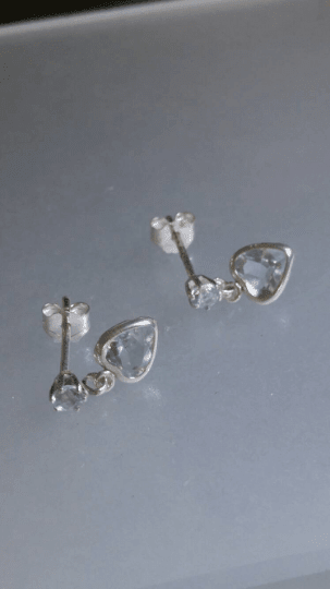 Aquamarine Heart Dangle Stud Earrings 1.45ct Sterling Silver - Gems by Gigi