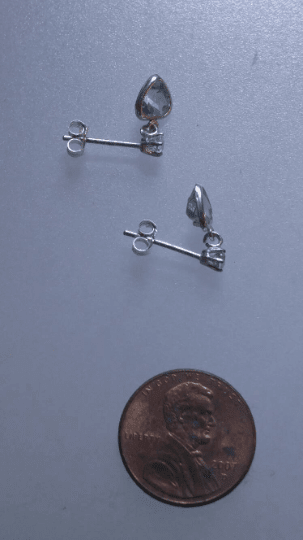 Aquamarine Heart Dangle Stud Earrings 1.45ct Sterling Silver - Gems by Gigi