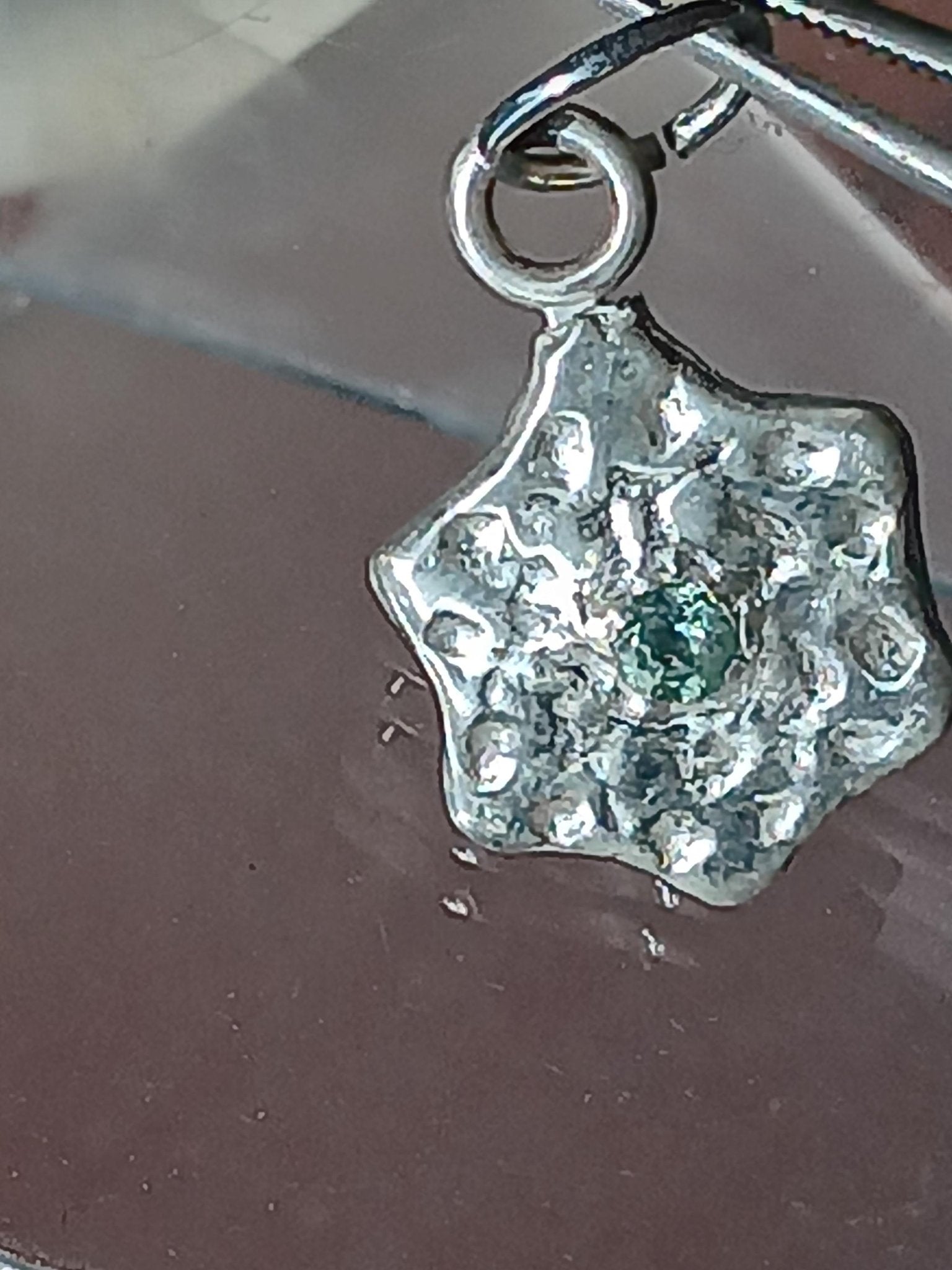 Aquamarine Snowflake Pendant Pale Blue Fine Silver - Gems by Gigi