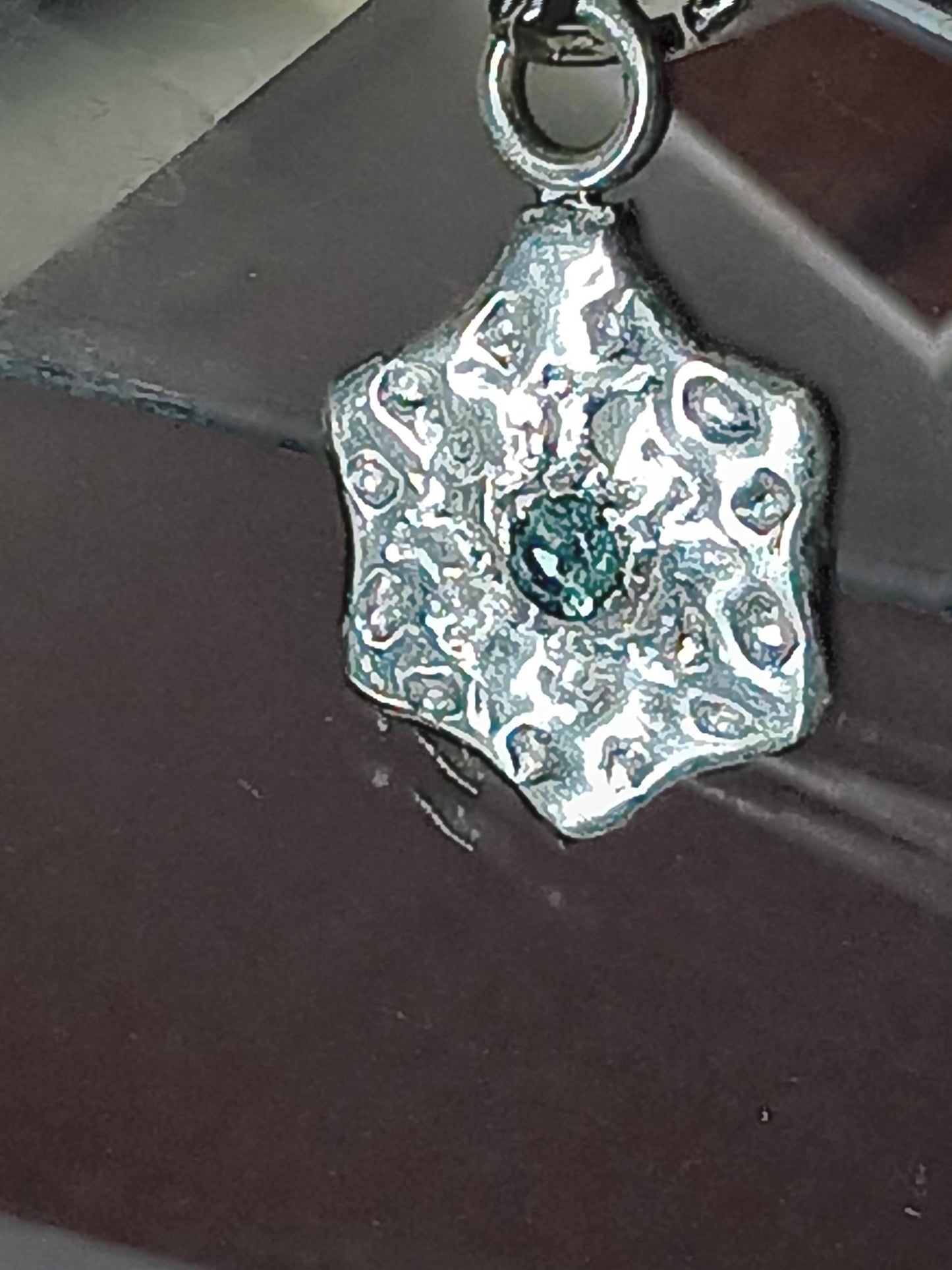 Aquamarine Snowflake Pendant Pale Blue Fine Silver - Gems by Gigi