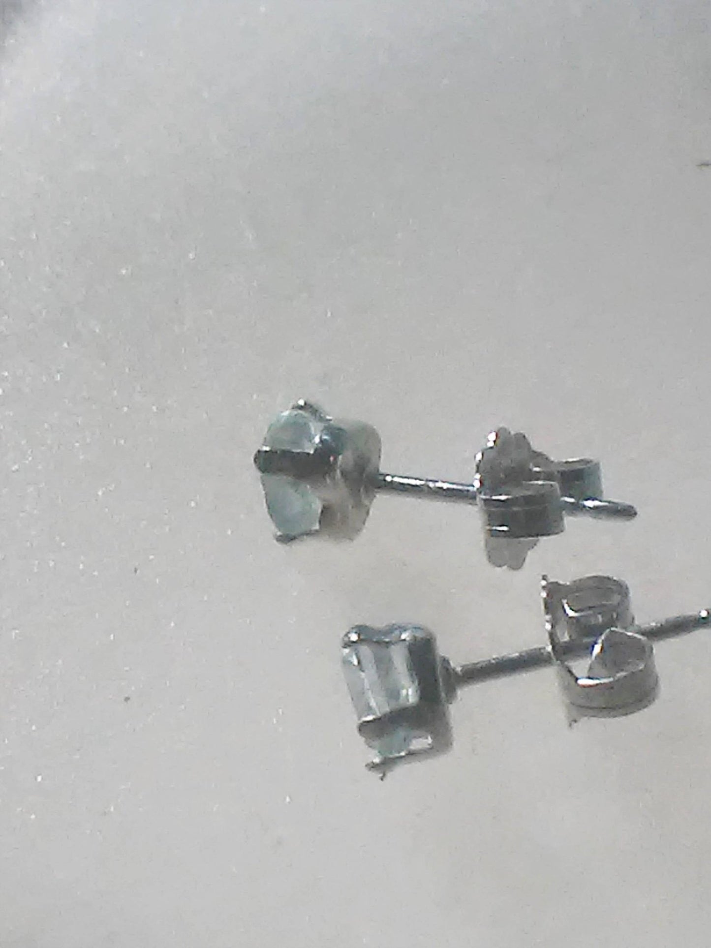 Aquamarine Stud Earrings Heart Shaped Sterling Silver - Gems by Gigi