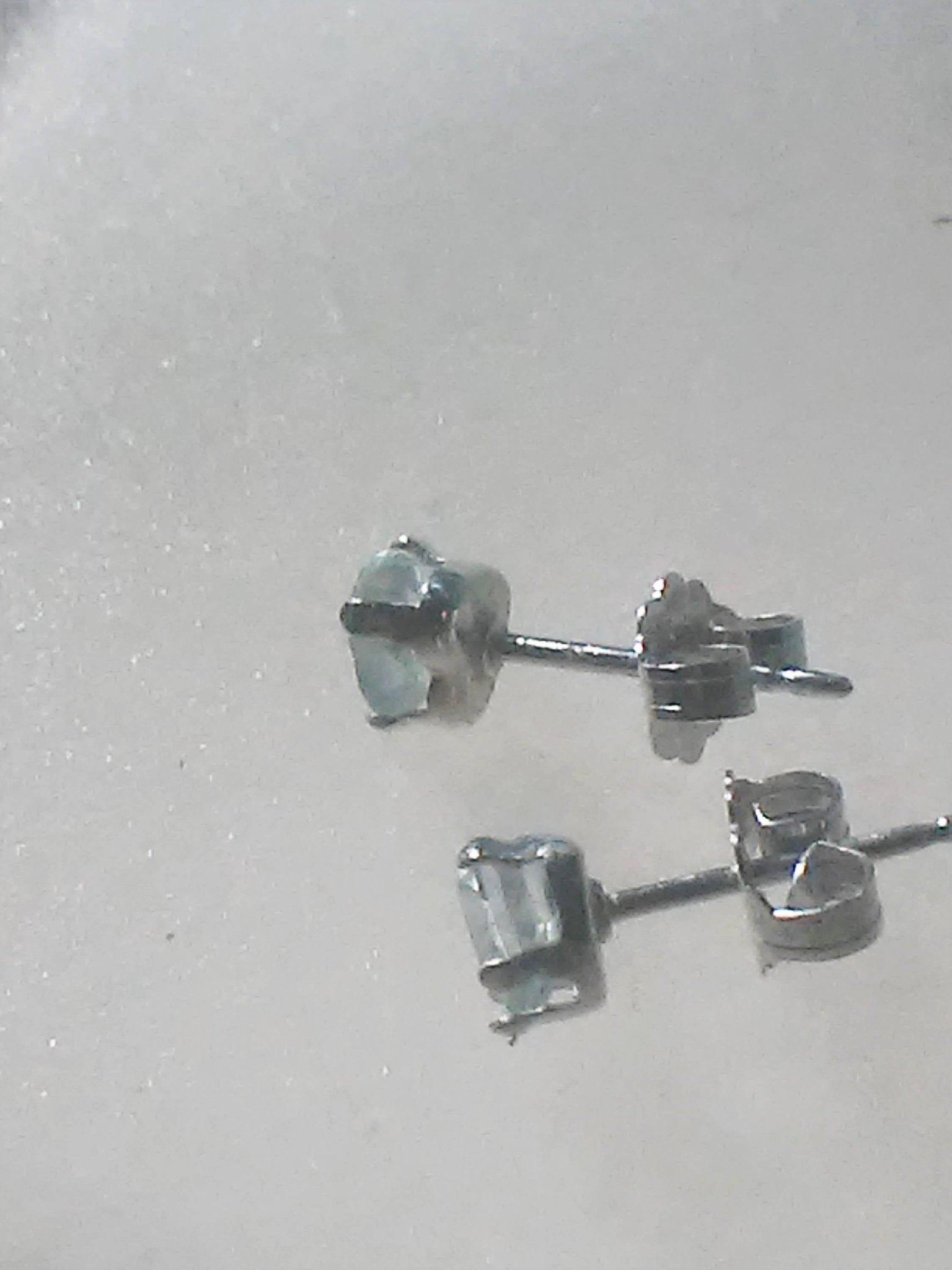 Aquamarine Stud Earrings Heart Shaped Sterling Silver - Gems by Gigi
