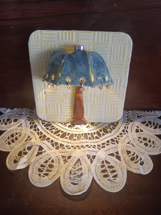 Handmade Ceramic Mini Lamp Wall Art, Boho Nature Decor, Nightlight Accent Light