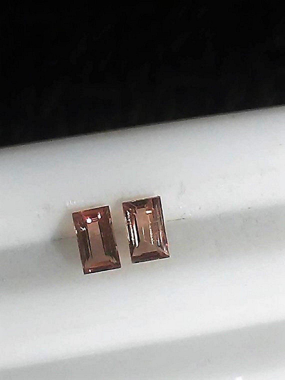 Baguette Padparadscha Sapphire Loose Matched Pair 0.64ct - Gems by Gigi